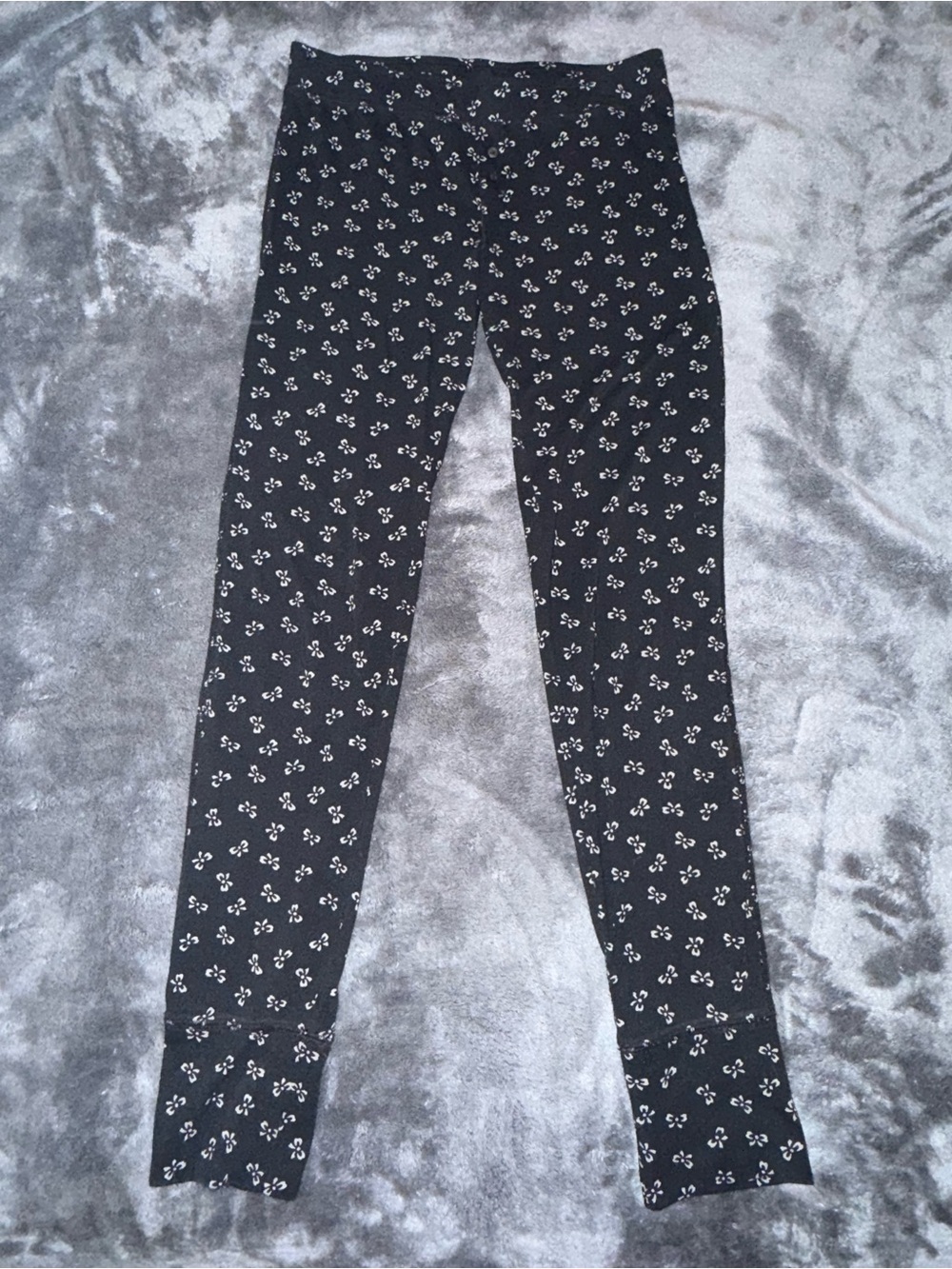 Victoria's Secret Black Leggings with White Floral Motif